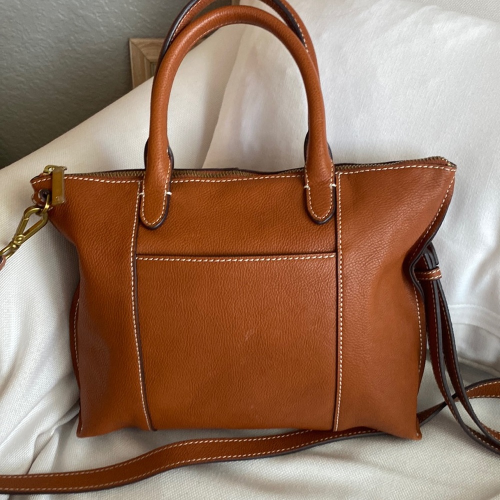GILI Cognac Brown Leather Convertible Crossbody Bag